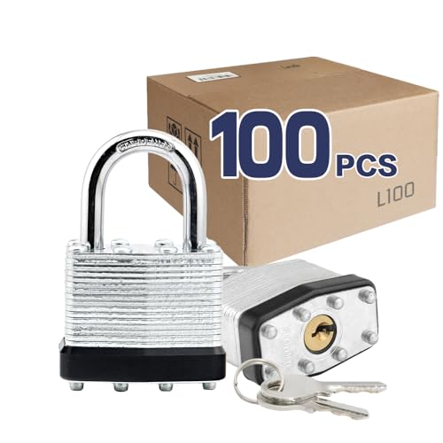 Laminated Keyed Alike Padlock 100 Pack 1.6 (100 Pack Black)