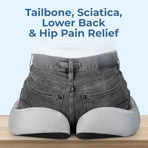 Seat Cushion Memory Foam Chair Cushion for Tailbone Pain Relief (Soft Gray / XX-Large)