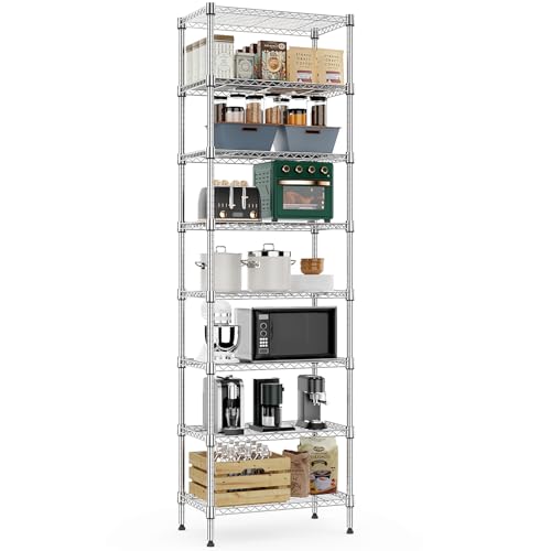 8 Tier 2000 lbs Storage Rack Metal Wire Shelving Unit (8 tier 13.8" D x 23.6" W x 79.5" H / Chrome)