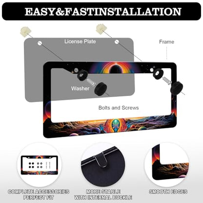 Neon Alien License Plate Frames (Neon Alien)