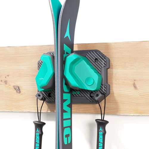 Ski & Snowboard Wall Rack for Garage Wall Fits Any Ski (Aurora Green / 1 Pack)