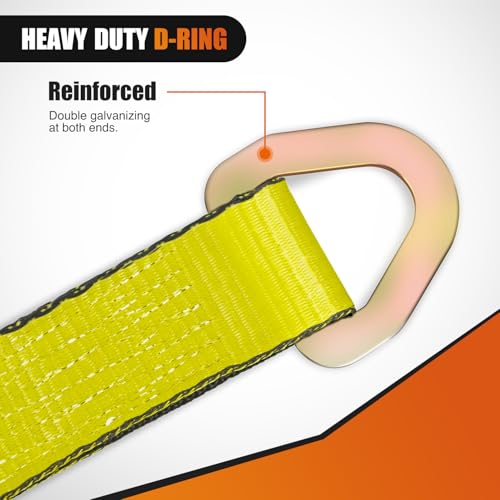 2" x 38" Axle Tie Down Straps with D (4Pcs 2in x 38in Axle Tie Down Straps Yellow)