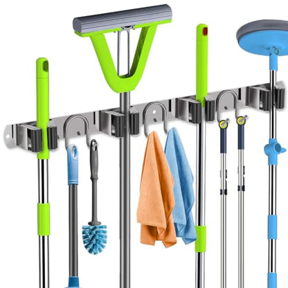 Mop Broom Holder Wall Mount (Silver-1 Pack)