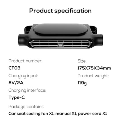 Upgrade Car Seat Cooling Fan (A-Black)