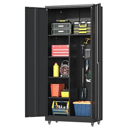 Metal Garage Storage Cabinet with 2 Doors (Black / 71"H(2-Door))
