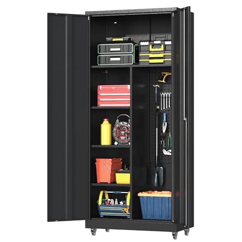 Metal Garage Storage Cabinet with 2 Doors (Black / 71"H(2-Door))