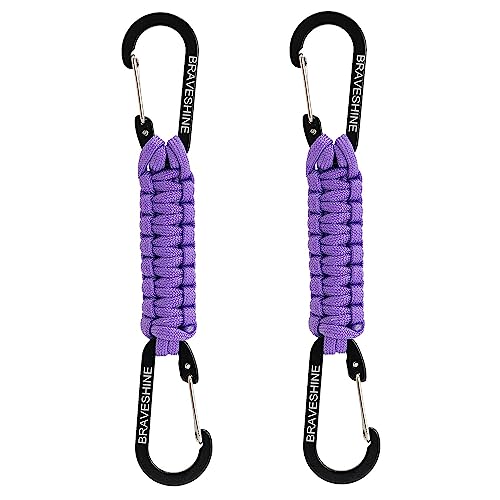 2 Pack Purple Paracord Keychain Hook Carabiner Clips (Purple)