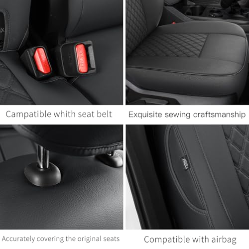 Custom Fit Ford Ranger Seat Covers 2019 2020 2021 2022 2023 Full Set SuperCrew (Black / 2019-23 SuperCrew(XLT,Lariat)&2021-23 SuperCrew XL)