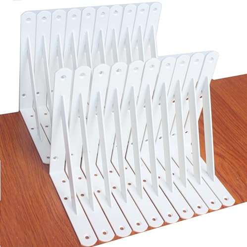 20 Pack L8 x H 6" White Heavy Duty Shelf Brackets with Screws Metal Shelf Brackets Shelf Support Angle Brackets for Shelves L Brackets Heavy Duty Floating Shelf (20 Pack-White / 8''x6'')