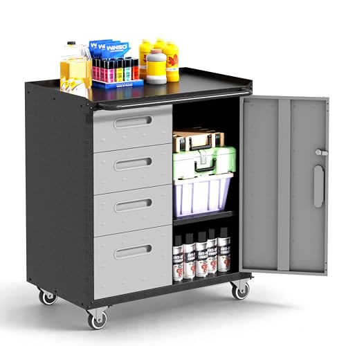 Garage Cabinets (Black/Grey / 4 Drawers & 1 Door)