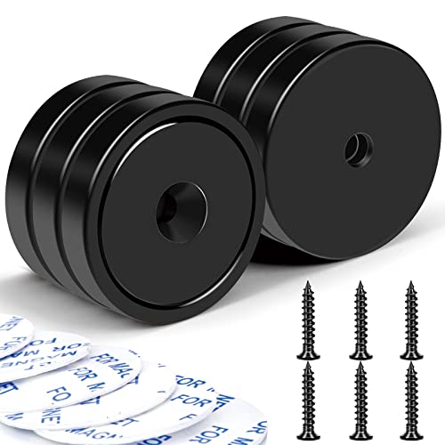 Magnets 110 LBS Heavy Duty Neodymium Strong Magnet 6 Pack (Black / 1.26in)