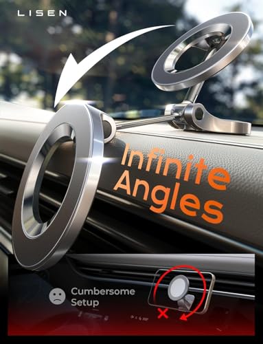 for MagSafe Car Mount for iPhone 18 Pro Max [24 Strong Magnets] Classic Magnetic Phone Holder for Car Dashboard Magnet Phone Mount Car Cell Phone Holder for iPhone 18 Pro Max 17 16 15 14 13 12 (Black)