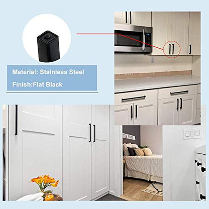 200 Pack 5 Inch Matte Black Cabinet Handles Kitchen Drawer Pulls (Matte Black / 5 Inch Hole Centers)
