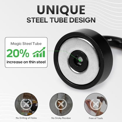 Magnetic Hooks Steel Tube Design for Cruise (Black / 32lb Magnetic Hooks)