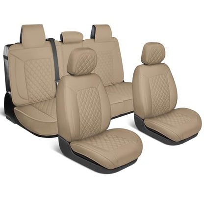Curated Sandstone Napa Leather Seat Covers for Cars & SUVs (Beige (Sandstone) – Set / Full Set)