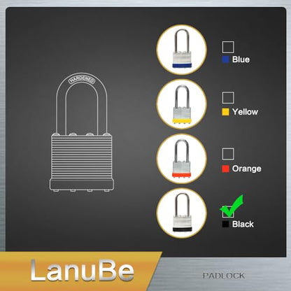 Laminated Keyed Alike Padlock 6 Pack 1.6 (6 pack Black)