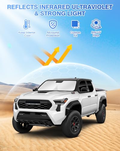 Sunshades for Toyota Tacoma 2024 2025 2026 Accessories Windshield Sun Shade Side Rear Window Shade Cover Sun Visor Shield Privacy Protection for Camping Keep Vehicle Cool Black 6PCS (Toyota Tacoma 2024-Present)