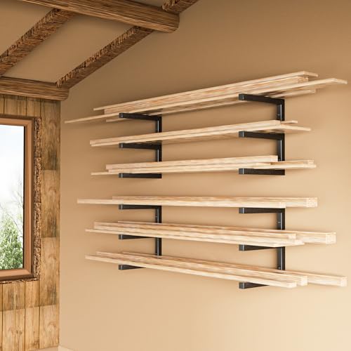 Wood Organizer and Lumber Storage Rack Wall Mount (1Black - 6 Level)