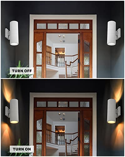 Cylinder Outdoor Wall Sconce Lights (White 1PK)