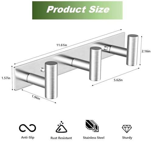 Wall Mounted Coat Rack ("T" Shape 3 Hooks - 1 Pack / Silver)