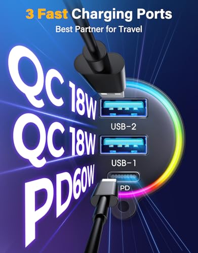 Bluetooth 6.0 Car Adapter FM & AUX HiFi Bass 96W Fast Charging (Black)