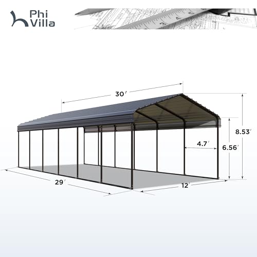 12x30 Carport (Gray / 12X30ft)
