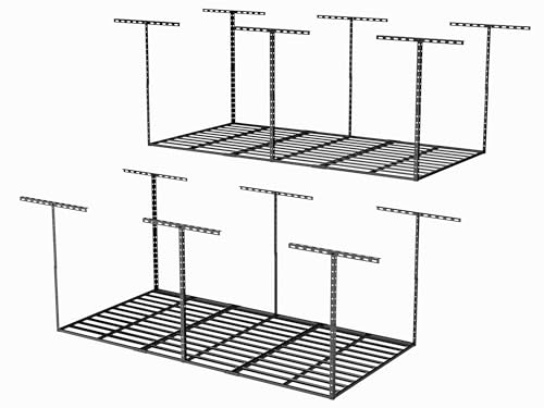 4x8 Garage Storage Overhead Rack Organization (Hammertone Black / 4*8 FT - 2 Pcs)