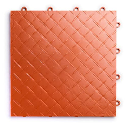 SnapLock RaceDeck Diamond 12"x12" Interlocking Garage Tiles (12 Pack / Orange)