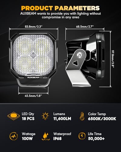 Color Play Series 3 Inch LED Pods Off Road Cube Lights (Color Play 3 Inch Amber/White Flood & DRL)