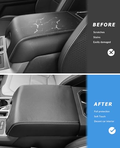 Center Console Cover for Ford F150 Accessories 2015 (Carbon Fiber Texture / 2015-2020)
