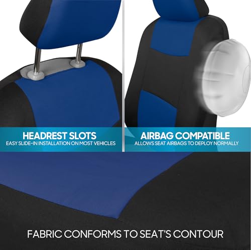 PolyPro Car Seat Covers Full Set in Blue on Black (Blue)