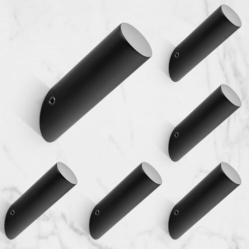 Black Wall Hooks (Black-Round / 6 Pack)