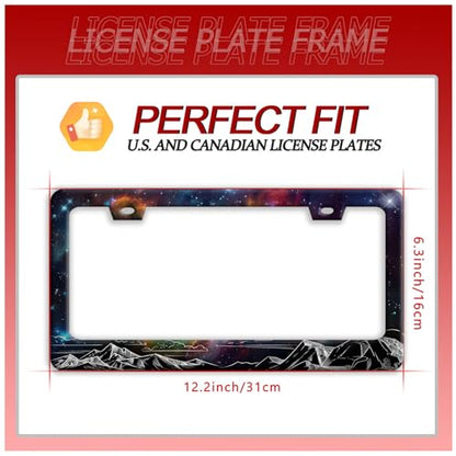 Starry Sky Mountains Stainless Steel License Plate Frame for US Cars Decor (Starry Sky Mountains)