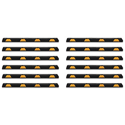 Rubber Parking Curb Garage Car Stopper (black/yellow 12pack)