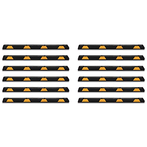 Rubber Parking Curb Garage Car Stopper (black/yellow 12pack)