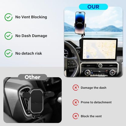 Car Phone Holder Fit for Toyota Tacoma 2024 2025 2026 W (For Toyota Tacoma 2024-2026 14inch)