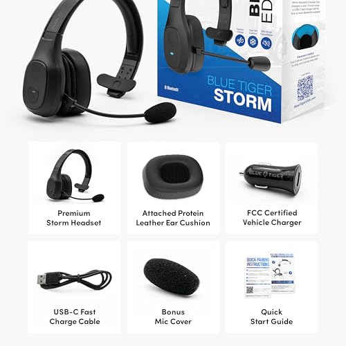 Storm Black Wireless Trucker Bluetooth Headset with Mic (Black / Storm Black)