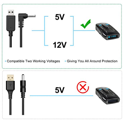 USB to DC3.5 Radar Detector Cable 6.6ft for Escort (DC3.5-6.56ft)