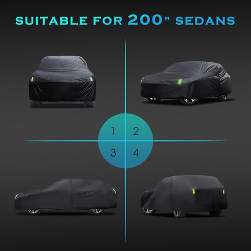 SUV Car Cover Waterproof All Weather for Automobiles (S3 Fit SUV Length 191 to 201 inch)