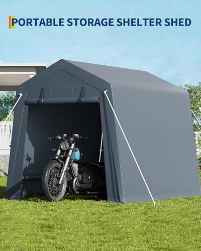 6x6 Ft Carport Heavy Duty Tent with Roll (Double Gray)