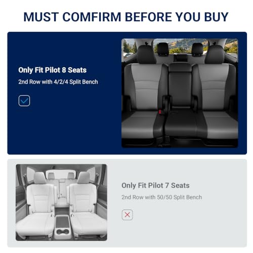 Seat Covers for Honda Pilot 2016 (Black-Grey / 8 Seats - EX-L,SE,TOURING,SPORT 2016-2022)