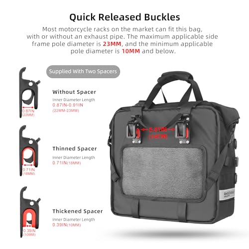 Motorcycle Saddlebags Waterproof 25L Saddle Bag Quick Release side bag Fits Most Adventure and Sports Bike Motorcycle Racks (Black / 25L)