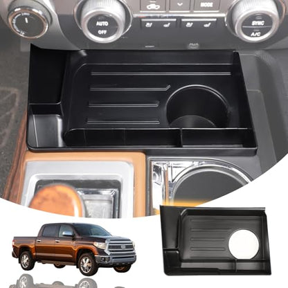 Center Console Organizer Tray ABS Black Multifunction Storage Box Fit for Toyota Tundra 2014