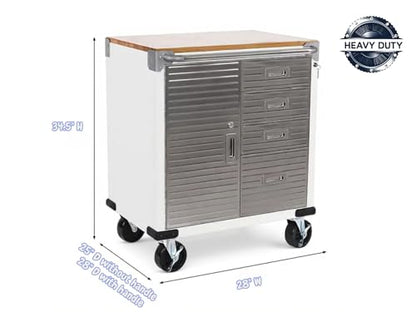 Heavy Duty Rolling Storage Cabinet with Wheels and Drawers (1 Door, 4 Drawer (28" W x 25" D x 34.5" H) / White)