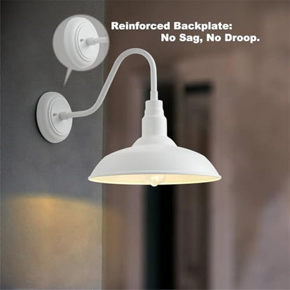 14 Inch Dome Outdoor Gooseneck Barn Light Fixture for Farmhouse (White / 14" Dome)