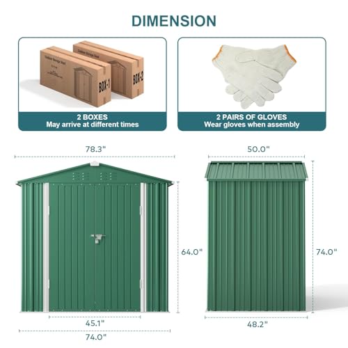 6 x 4 FT Outdoor Storage Shed (Green / 6' x 4' FT/Peaked-roof)