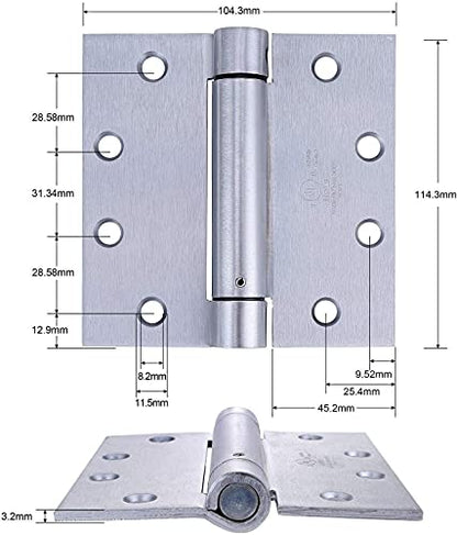 2 Pack Self Closing Spring Hinges (Stainless Steel / 4.5"x4.5")