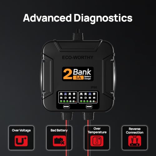 2 Bank Marine Battery Charger 5X2