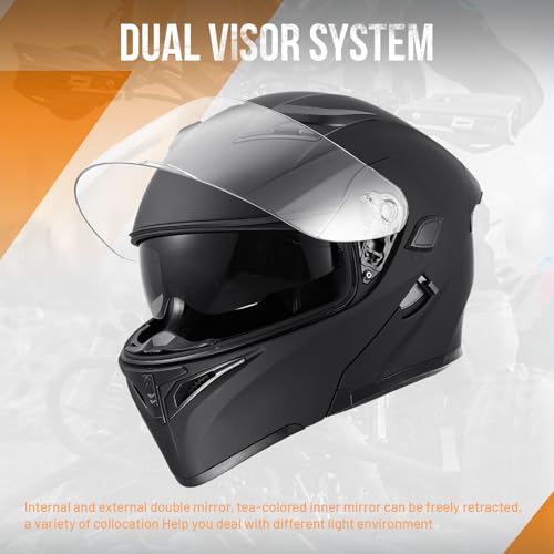DOT Motorcycle Full Face Helmet (Matte Black-Led / Medium)