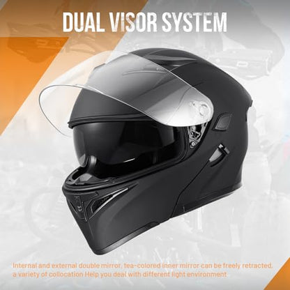 DOT Motorcycle Full Face Helmet (Matte Black-Led / Medium)
